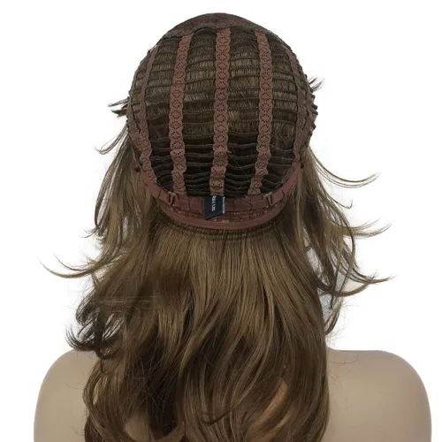 Vista 7 de Lydell Pelucas largas y suaves en capas, pelucas sintéticas clásicas de gorra completa (12 marrón dorado rojizo claro)