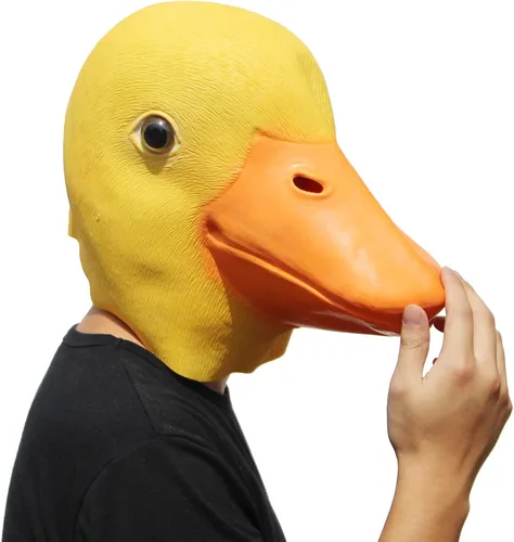 Vista 7 de PartyHop - Máscara de pato amarillo - Máscara de látex de Halloween de cabeza completa