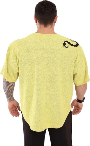 Vista 7 de Camiseta de gimnasio para hombre, ropa activa, levantamiento de culturismo, parte superior de trapo de gran tamaño, textura de toalla, camiseta