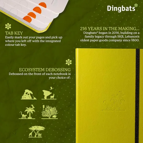 Vista 2 de Dingbats* Cuaderno de escritura con puntos de la Tierra A5 - Tapa dura de cuero vegano - Ideal para el trabajo, viajes - Incluye bolsillo, cierre