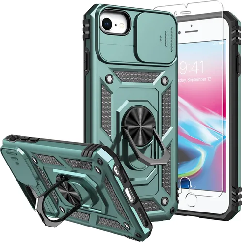 Vista 12 de Funda para iPhone SE 2022/3rd/2020 8/7, con protector de pantalla y funda para cámara, [grado militar] de 16 pies. Funda protectora a prueba de Azul
