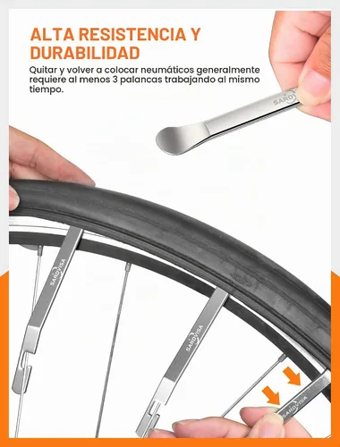 Vista 4 de SARDVISA Palancas de neumáticos de bicicleta Palancas de neumáticos ultra fuertes y cucharas de neumáticos de acero inoxidable, herramienta