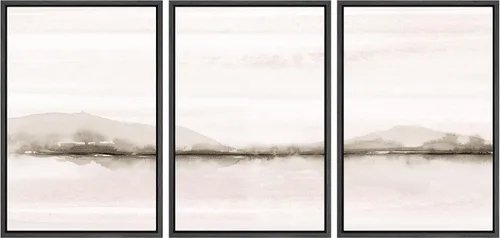 Vista 144 de SIGNWIN Lienzo enmarcado para pared, juego de arte tranquilo con reflejo de lago, acuarela, montaña y agua, ilustraciones modernas, arte abstracto