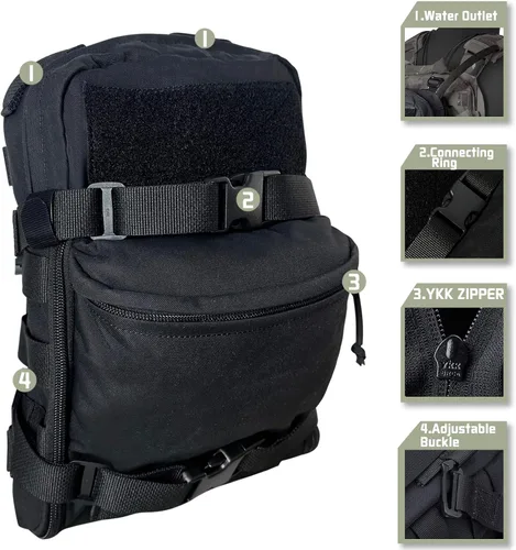 Vista 5 de Mochila táctica de hidratación para vejiga de hidratación de 2 litros, mochila de hidratación ligera MOLLE, transportador de agua para hidratación