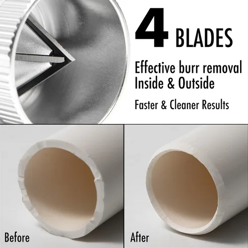 Vista 3 de Herramienta de desbarbado para tubería de cobre, tubo de PVC, Escariador de tubo exterior interior de metal de 1/4 a 1-5/8 pulgadas, limpiador