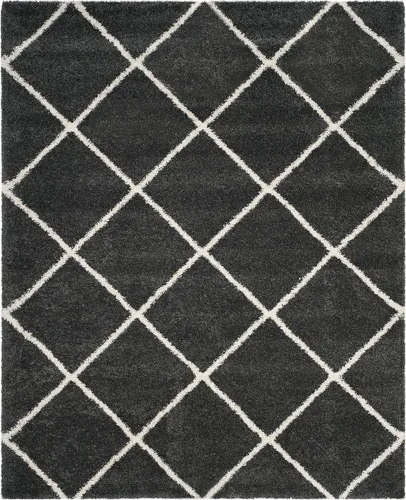 Vista 134 de SAFAVIEH Hudson Shag Collection - Alfombra decorativa de 2 x 3 pies, color beige y marfil, diseño moderno de enrejado, no desprende pelusa