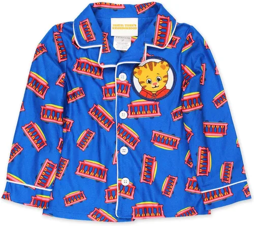 Vista 3 de Daniel Tiger s Neighborhood - Pijama estilo abrigo de franela para niños pequeños Azul Patchwork