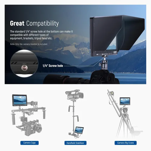 Vista 8 de NEEWER F100 7 "Versión mejorada Cámara Monitor de campo IPS 450nit 1080p