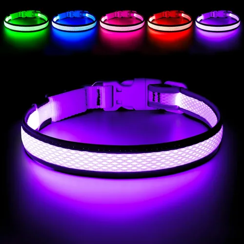 Vista 7 de Flashseen Collar LED para perro, collar de perro con luz recargable por USB, luces más brillantes para caminar por la noche, collar de perro con luz