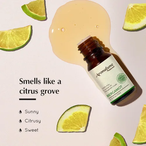 Vista 3 de AROMAFUME Aceite esencial de bergamota, aceites esenciales 100% naturales, de grado terapéutico, aceite de aromaterapia puro y calmante