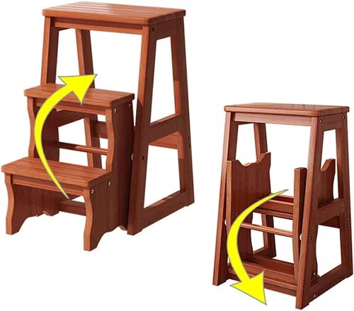Vista 6 de Moderno taburete multifuncional para biblioteca, silla de biblioteca, silla plegable de madera para el hogar, carga máxima de 330.7 lbs Negro