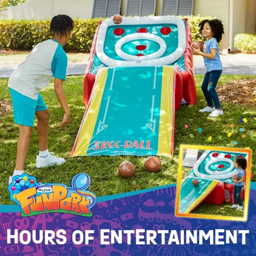 Vista 6 de Flybar FunPark - Juego inflable gigante de 11 pies, juegos de patio trasero al aire libre para niños y adultos, 4 bolas y bomba de aire eléctrica