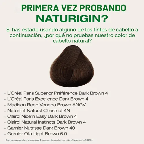 Vista 9 de Naturigin - Tinte permanente para el cabello sin amoníaco para mujeres, 4.0 Marrón 4.0