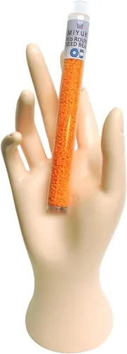 Vista 2 de Perlas de cristal de rocailles de color naranja claro Opaque Miyuki 11/0, 0.85 oz