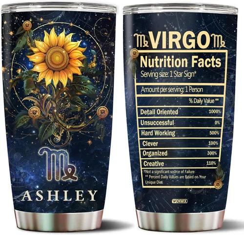 Vista 14 de Regalos personalizados de acuario para mujeres, constelación del zodiaco, astrología, aislado, 20 onzas, taza de café de acero inoxidable con tapa