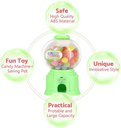 Vista 5 de Máquina portátil del caramelo de los niños plástico Mini Gumballs Dispensador Niños Kindergarten Regalo (verde)