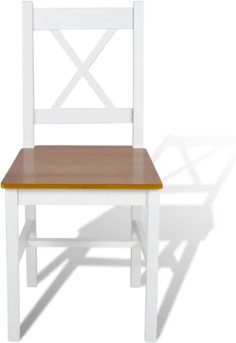 Vista 3 de Dining Chairs Set of 2, White and Natural Wood Finish Solid Pine Wood Chairs with Ergonomic Design for Kitchen Dining Room and Small Spaces