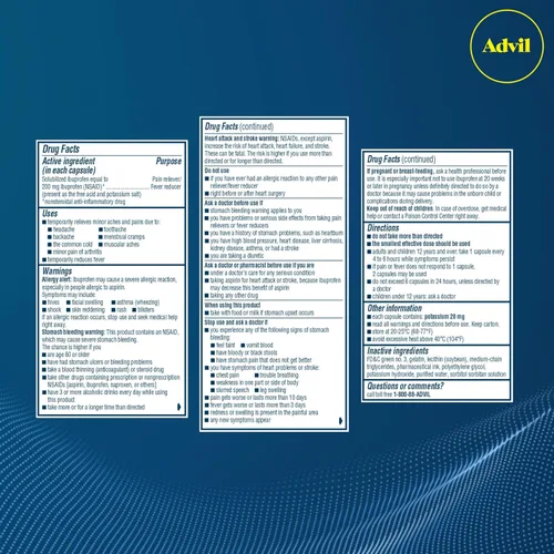 Vista 8 de Advil Liqui-Gels - Analgésico y reductor de fiebre, medicamento para el dolor para adultos con ibuprofeno 200 mg para dolor de cabeza, dolor