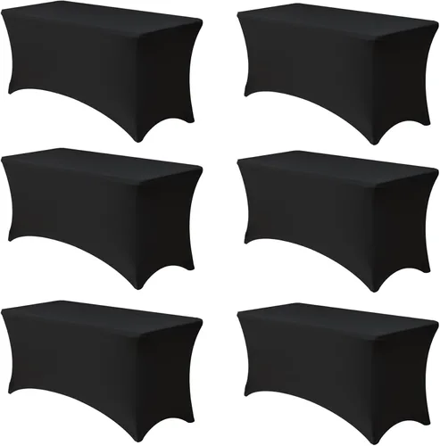 Vista 48 de Funda Elástica para Mesa para Mesas Rectangulares de 4 pies - Paquete de 8 Manteles de Spandex Azul Aguamarina con Elástico - Para Mesas Plegables