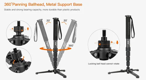 Vista 4 de Koolehaoda - Base monopie con patas plegables rápidas para video DSLR