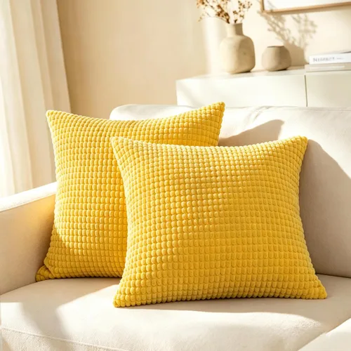 Vista 22 de CaliTime Fundas de Almohada Decorativas Paquete de 2 Cómodas de Pana Acanalada a Rayas Waffle Fundas de Cojines Decorativos para Sofá Cama