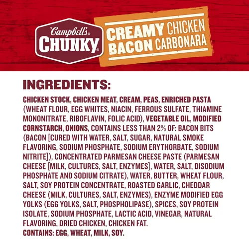 Vista 3 de Campbell's Chunky Sopa cremosa de pollo y tocino carbonara, lata de 18.8 onzas