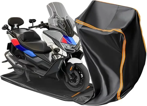 Vista 10 de Funda Completa para Motocicleta Impermeable para Almacenamiento Interior/Exterior, Funda Impermeable para Motocicleta Resistente con Tiras