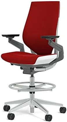Vista 11 de Steelcase Gesture 442 - Taburete de tela berenjena, respaldo envuelto, marco ligero
