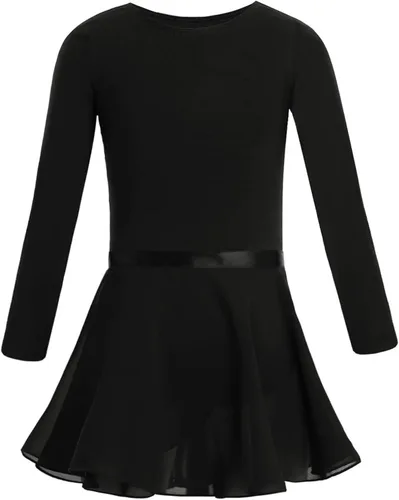 Vista 2 de FEESHOW Vestido de tutú básico de manga larga para niños y niñas con falda de malla brillante