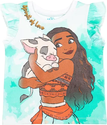 Vista 2 de Disney Frozen Moana Princess Tiana - Conjunto de camiseta con peplum floral y pantalones cortos de felpa francesa para niños pequeños a grandes