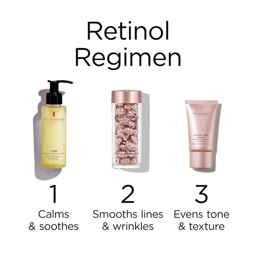 Vista 8 de Cápsulas de suero facial de retinol + HPR de ceramidas de Elizabeth Arden, tratamiento de líneas finas y arrugas, renovación rápida de la piel