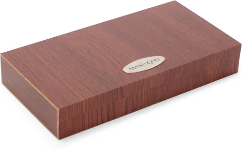 Vista 3 de Dicksons Man of God 2 Piece Metal Woodgrain Bolígrafo y llavero de cuero sintético en caja de regalo