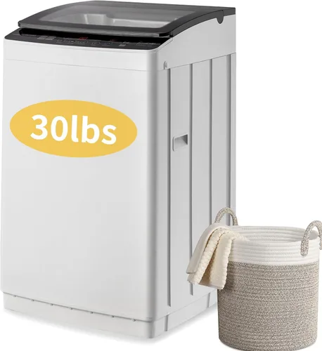 Vista 10 de Lavadora portátil de 15.6 libras / 7.08 kg, lavadora de lavandería completamente automática con tambor de acero inoxidable, lavadora compacta