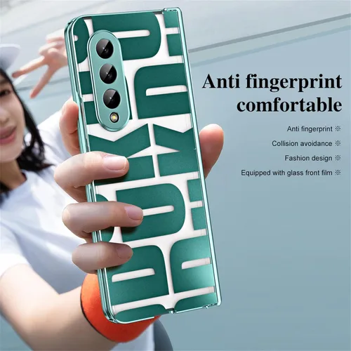 Vista 7 de Funda para Galaxy Z Fold 3, diseño de moda, protección de bisagra, cubierta de policarbonato duro para Samsung Galaxy Z Fold 3 5G, con protector