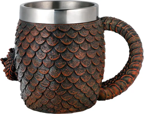 Vista 6 de alikiki Taza de café de dragón de huevo de tronos – Taza de café de dragón de 15.8 onzas para adultos, taza de cerveza de acero inoxidable, taza
