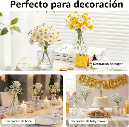 Vista 3 de RUCKAE Juego de 12 jarrones pequeños transparentes para brotes a granel, jarrones de vidrio para mini flores para centros de mesa, decoraciones