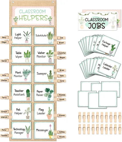 Vista 10 de ABCxGOOD Tabla de Bolsillo Manos que Ayudan, Tabla de Trabajos y Gestión para el Aula, Suministros Esenciales para el Aula Preescolar, Ideal
