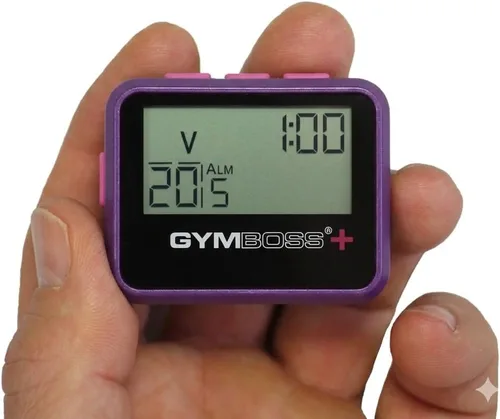 Vista 2 de Gymboss Temporizador de intervalos Plus y cronómetro (violeta/rosa)