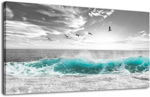 Vista 13 de yearainn Arte de Lienzo de Pared en Blanco y Negro Lago al Atardecer con Pájaros Voladores Cuadros para Decoración de Pared Paisaje Natural Pintura