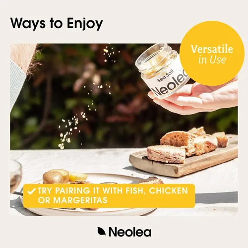 Vista 6 de Neolea Sal cítrica de Grecia – Copos de sal marina escamosa para hornear, cocinar, terminar y cubrir verduras, carne, pasta, flor de sal Pares