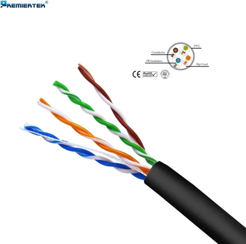 Vista 3 de Premiertek 1000 pies Cat5e 24AWG CCA UTP Solid 4 pares de cable LAN Ethernet de red a granel negro (CAT5E-1KFT-BK)