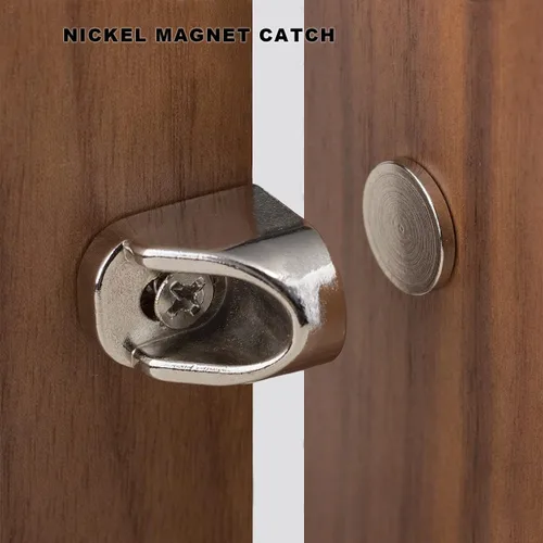 Vista 4 de keenkee Paquete de 4 cierres magnéticos de níquel y 4 piezas de metal plomizo para puerta de gabinete con imán para puerta de muebles y tapón