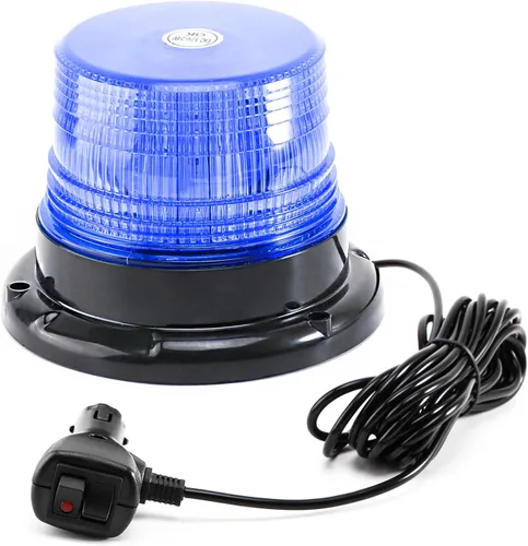 Vista 14 de Luces de baliza estroboscópicas ámbar con base magnética, barra de luz mini de emergencia de flash de seguridad de 12-24V para camiones, vehículos