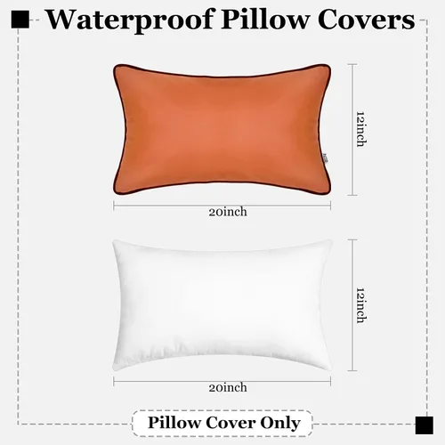 Vista 6 de Paquete de 2 fundas de almohada para exteriores de 12 x 20 pulgadas, resistente al agua, de piel de silicona, resistente a los rayos UV, resistente