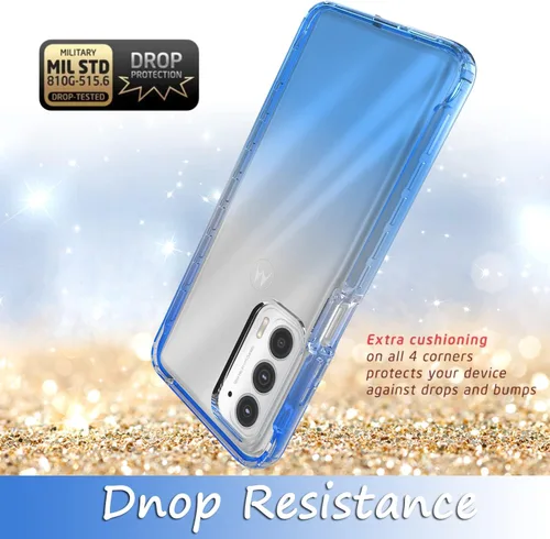 Vista 4 de Compatible con Samsung Galaxy A32 5G, funda híbrida transparente de TPU suave transparente para Samsung Galaxy A32 5G (azul)