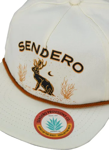Vista 3 de Sendero Provisions Co. Pantalla Impreso Jackalope El Snapback Sombrero Blanco, Talla única, Blanco
