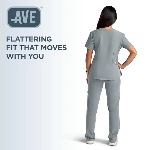 Vista 5 de ave. Lex - Camiseta médica para mujer, estilo túnica, tela elástica en 4 direcciones, cómoda, de fácil cuidado, resistente a las arrugas