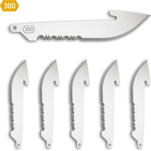 Vista 5 de OUTDOOR EDGE Paquete de Cuchillas de 3.0" Punta Caída con Dentado (Negro, 6 Cuchillas), Código de Compatibilidad de Cuchilla 300