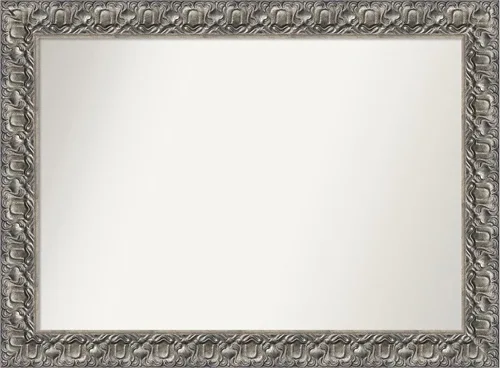 Vista 414 de Amanti Art Espejo de baño plateado para sobre fregadero, 26 x 26 pulgadas, espejo cuadrado de níquel pulido, marco de madera tradicional mediano, se