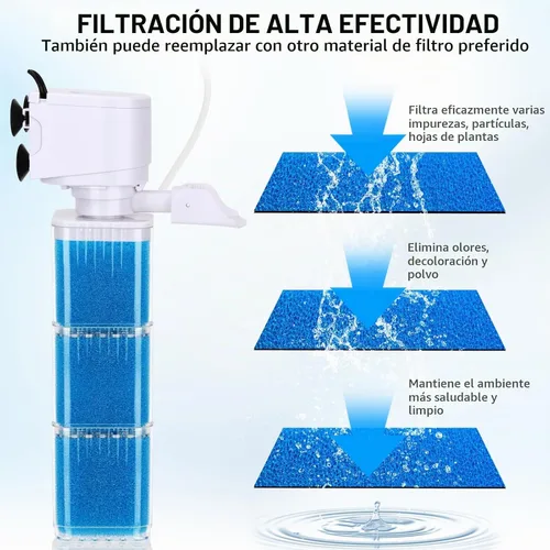 Vista 3 de fishkeeper Esponja de Filtro de Repuesto para Acuarios (Paquete de 3), Esponja de Filtro Biológico Lavable y Reutilizable para Tanques de Peces